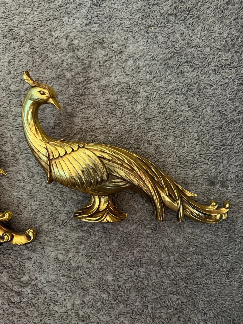 Vintage Syroco Gold Peacock Set - Elegant Pair for Living Room